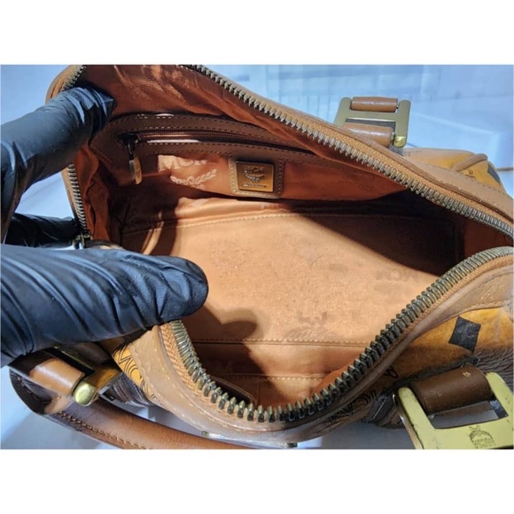 Authentic MCM Visetos Bowling Bag Brown - Picture 13 of 15